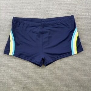 Sundek Zion Swim Boxer Shorts Mens XL Blue Rainbow Stripes Stretch Beach Resort
